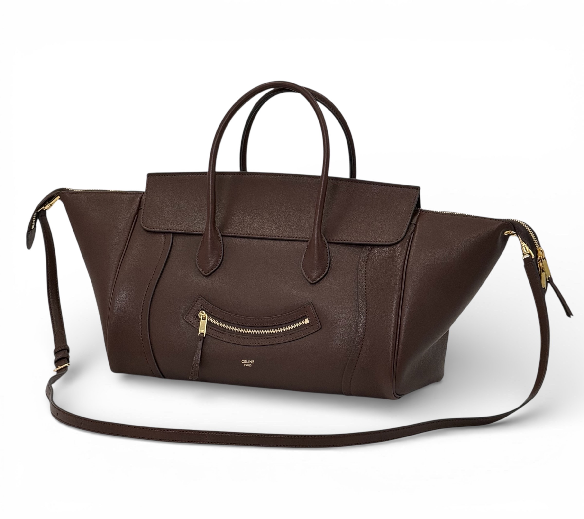 celine-sumka-korichnevaya-kozha-na-zolote.jpg CELINE сумка коричневая кожа на золоте — изображение 1