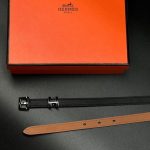 HERMES ремень 1,5 см коричневый серебро