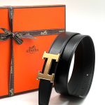 HERMES ремень черный того двусторонний золотая пряжка