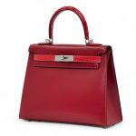 HERMES сумка Kelly кожа гладкая и крокодил 28 см красная золото