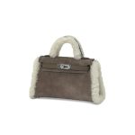 HERMES сумка mini Kelly 19 см этуп меховая серебро