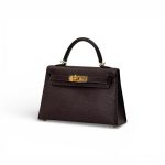 HERMES сумка MINI KELLY 19 см кожа Шевре бордовая золото
