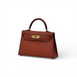 HERMES сумка MINI KELLY 19 см кожа Шевре рыжая золото