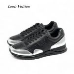 LV кроссовки черные кожа монограмма с серебром