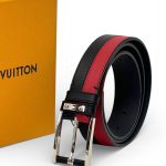LV ремень брючный черно-красный