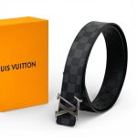 LV ремень двухсторонний серая шашка и черная кожа тисненная в шашку сьемная пряжка