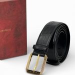 SR ремень крокодил джинсовый черный пряжка серебро