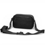 BV мессенджер черная кожа гладкая-плетенная на двух молниях