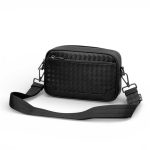 BV мессенджер черная плетенная кожа на молнии с дополнительным карманом с переди