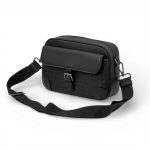 BV мессенджер комбинированная гладкая черная кожа с плетением на молнии и доп карманом с переди