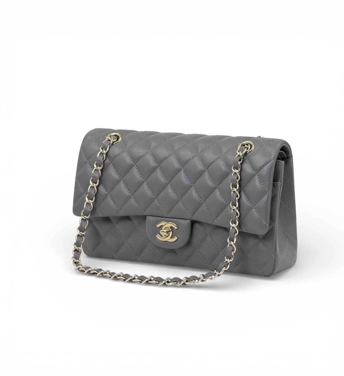 chanel-sumka-25-sm-kozha-ikra-seraya-zoloto.jpg CHANEL сумка 25 см кожа икра серая золото — изображение 1