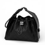 CHANEL сумка Hobo 26 см кожа икра черная серебро