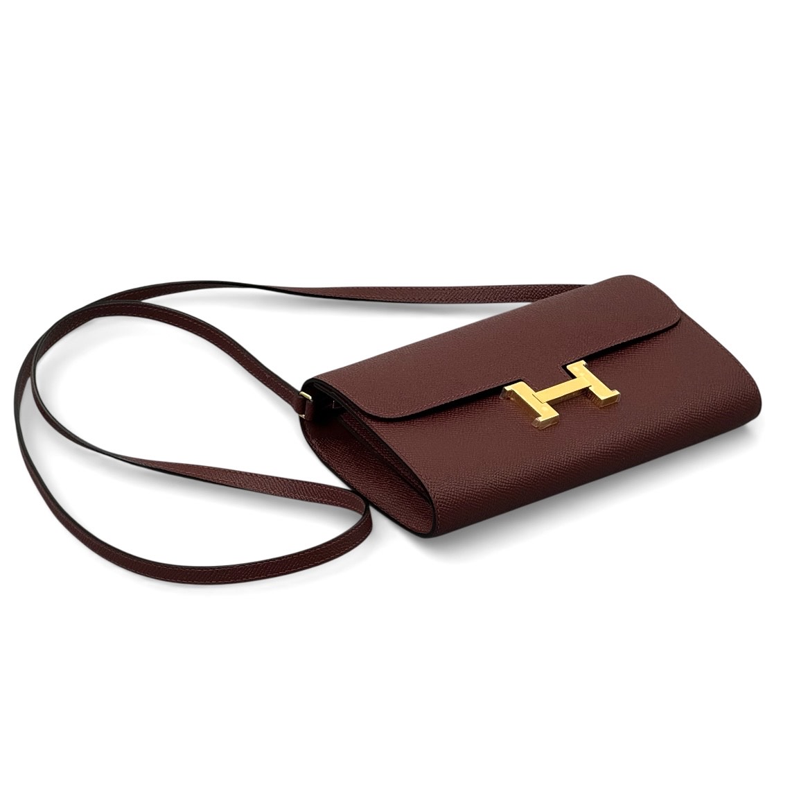 hermes-klatch-kozha-epsom-bordovyj-zoloto.jpg HERMES клатч кожа Эпсом бордовый золото — изображение 1