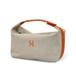 HERMES косметичка текстиль на молнии большая оранжевая