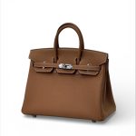 HERMES сумка Birkin 25 см кожа Того кэмел серебро