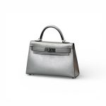 HERMES сумка Mini Kelly кожа Шевре 19 см серебристая серебро