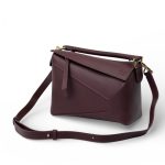 LOEWE Puzzle гладкая кожа бордо золото 24 см