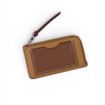 LOEWE визитница на молнии рыжая с коричневым карманом