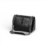 SL сумка с клапаном лаковая кожа в полоску черная серебро