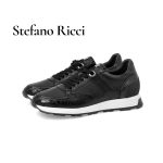 SR кроссовки комбинированные кожа и кожа крокодила орел на заднике черные