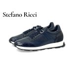 SR кроссовки комбинированные кожа и кожа крокодила орел на заднике темно-синие