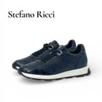 SR кроссовки комбинированные кожа и кожа крокодила темно-синие