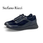 SR кроссовки комбинированные замша и кожа крокодила с перфорацией темно-синие