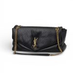 YSL сумка тесненная черная кожа на золоте