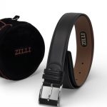 ZILLI  ремень черный гладкая кожа серебро